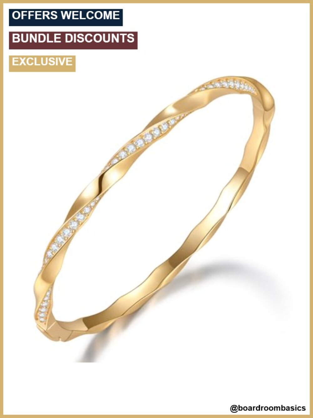 14K Gold Plated Brass Moissanite Bangle Bracelet for Women